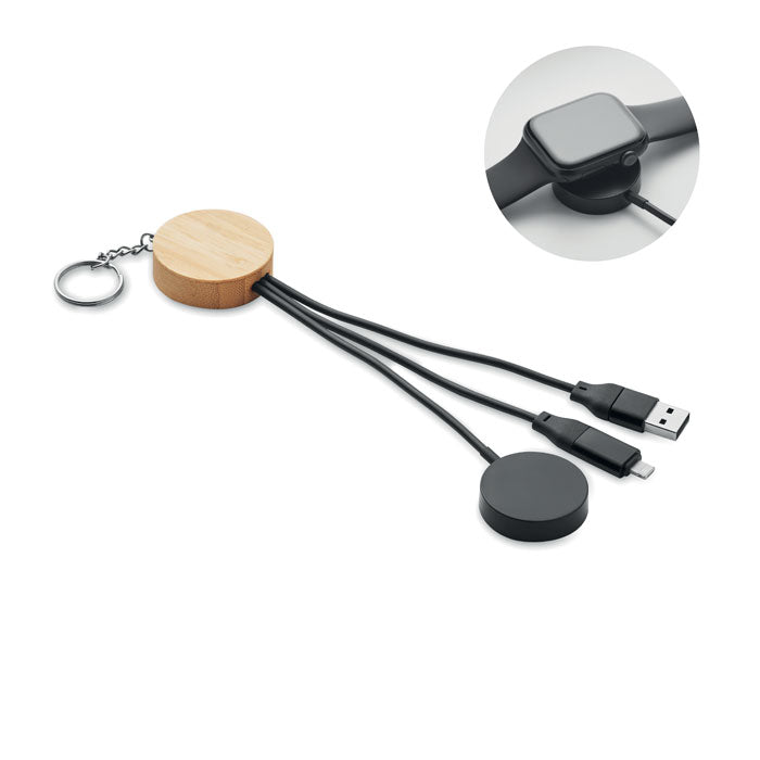 Sleutelhanger met 4-in-1 oplaadkabel 60W, zwart