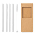 Set van 4 herbruikbare glazen rietjes, hout
