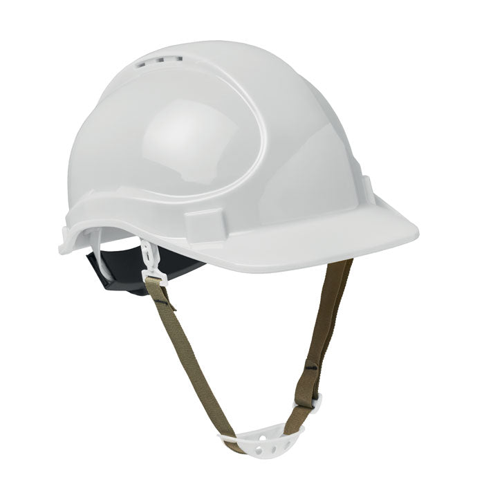 Veiligheidshelm met verstelbare hoofdband, wit
