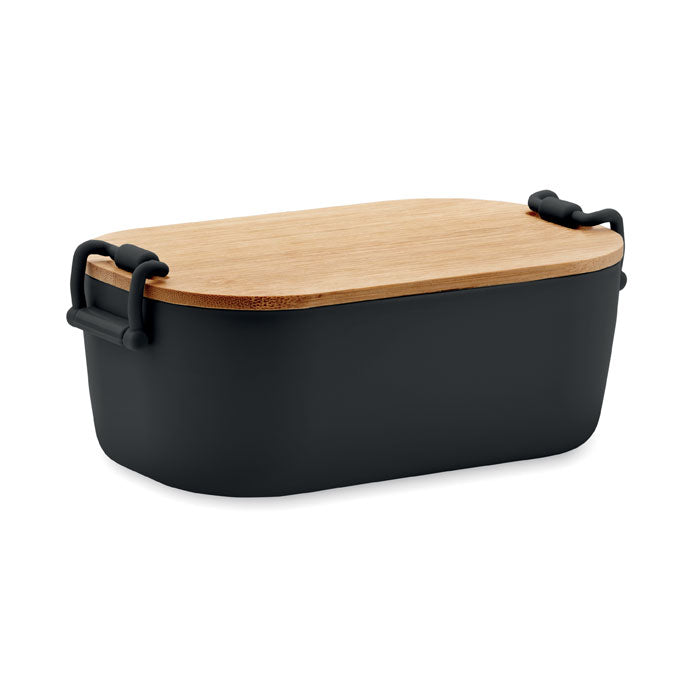 Lunchbox 700 ml met bamboe deksel, zwart