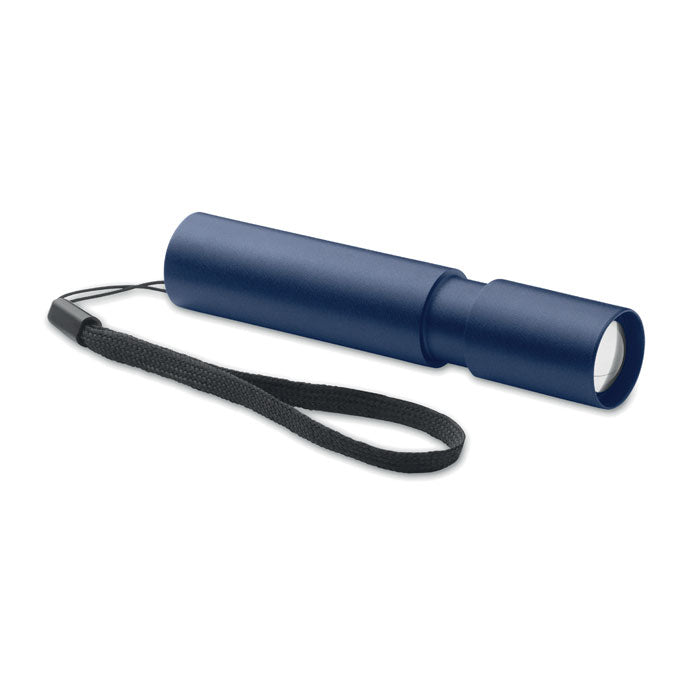 Aluminium oplaadbare zaklamp met zoomfunctie, marineblauw