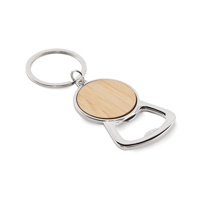 Sleutelhanger met flesopener en bamboe detail, hout