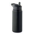 Fles 500 ml met ingebouwd rietje en handgreep, zwart