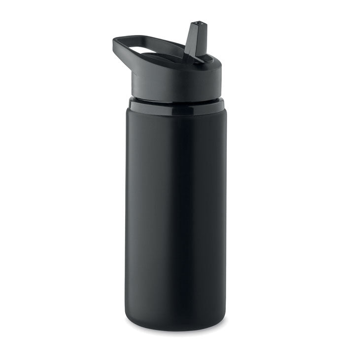 Fles 500 ml met ingebouwd rietje en handgreep, zwart
