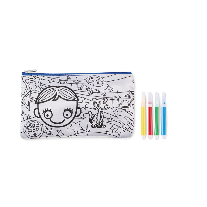 Inkleuretui met 4 stiften, royal blauw