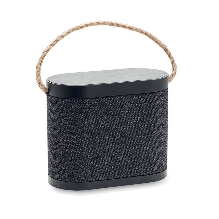 Draadloze speaker met draadloze oplader en jute hengsel, zwart