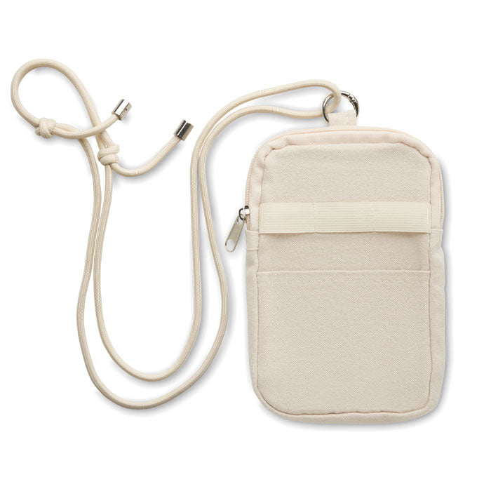 Cross body telefoontasje van gerecycled katoen, beige