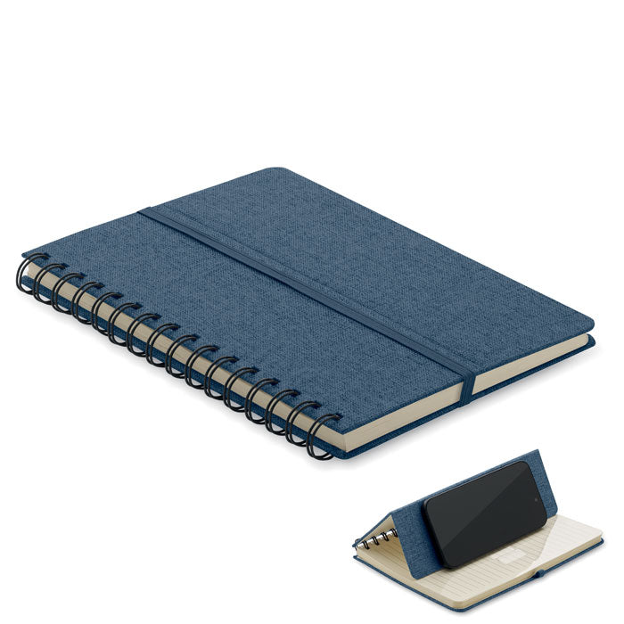 A5-notitieblok met telefoonstandaard, twin-wiro, blauw