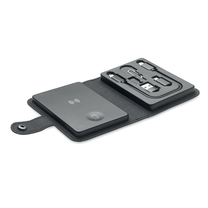 Kabelconnectorset met draadloze en horlogeoplader, zwart
