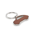 Sleutelhanger in autovorm met leerlook inleg, bruin