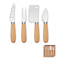 Kaasmessenset met vork, 4-delig, hout