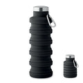Inklapbare siliconen fles 500 ml, zwart