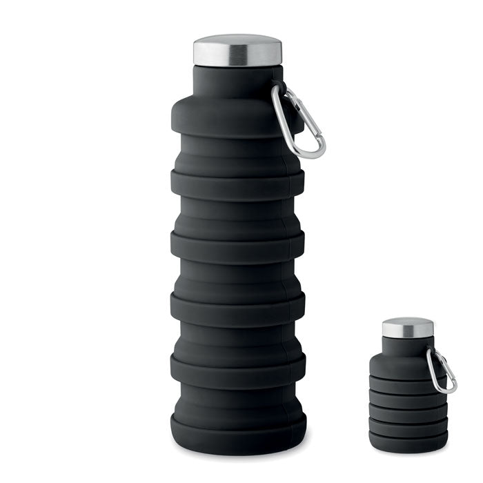 Inklapbare siliconen fles 500 ml, zwart