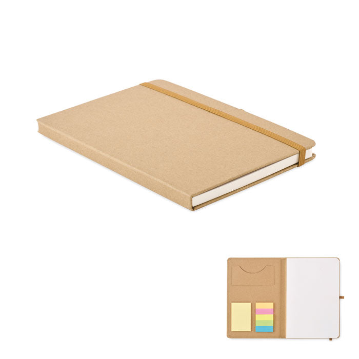 A5-notitieboek met sticky notes en memopads, beige