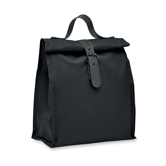Lunchkoeltas met rolltop en handgreep van kunstleer, zwart