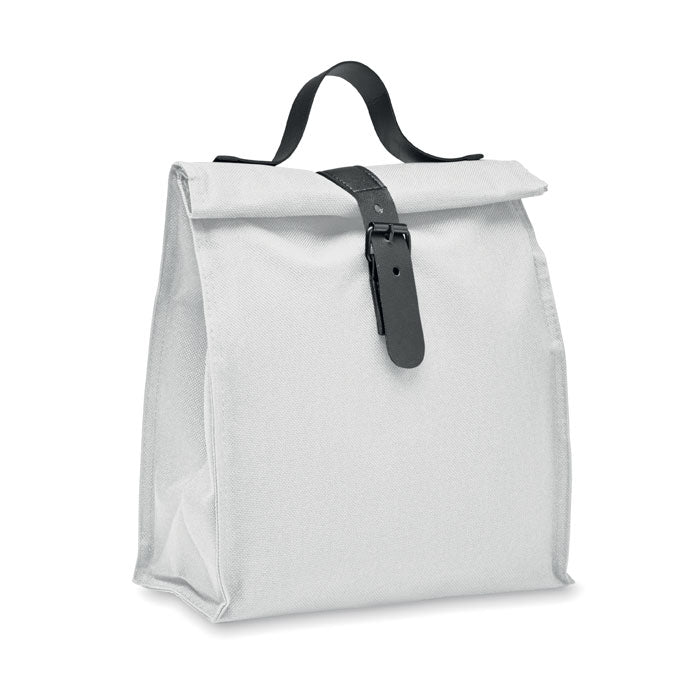Lunchkoeltas met rolltop en handgreep van kunstleer, wit