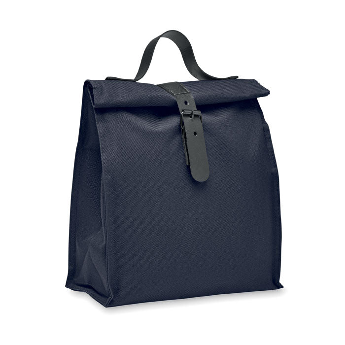 Lunchkoeltas met rolltop en handgreep van kunstleer, marineblauw
