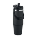 Grote beker 850 ml met uitklapbaar rietje, zwart