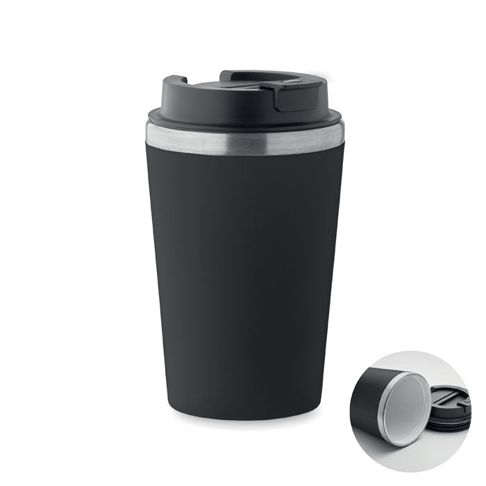 Dubbelwandige beker 350 ml met keramische binnenlaag, zwart