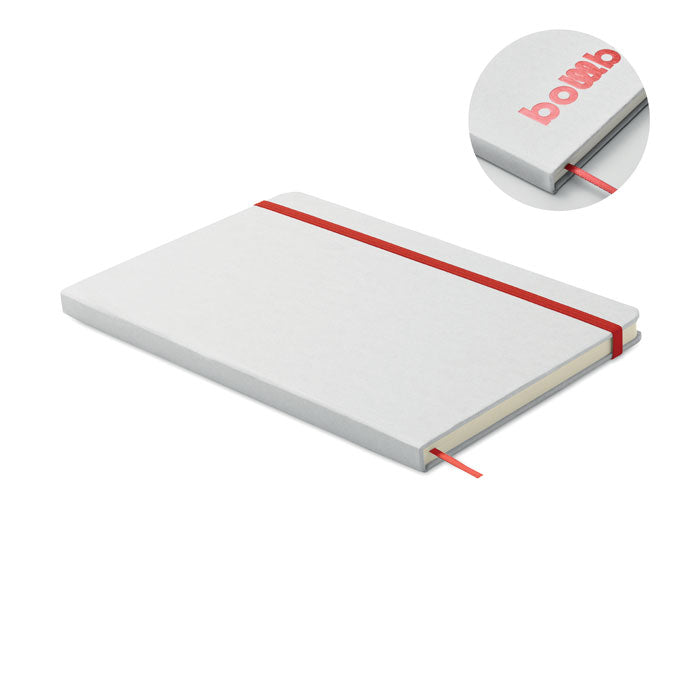 A5-notitieboekje van gerecycled melkpak, wit, rood