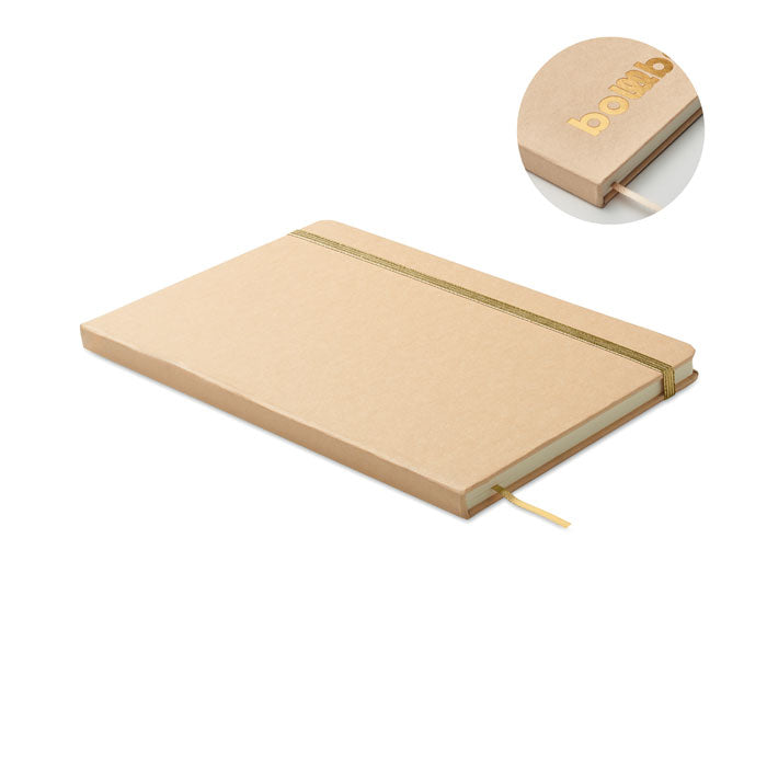 A5-notitieboekje van gerecycled karton, beige, goud