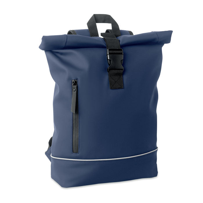 Rolltop laptoprugzak 15 inch met reflecterende strip, blauw