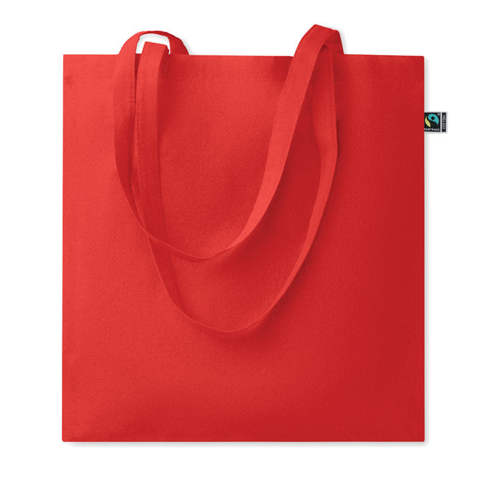 Katoenen boodschappentas met lange hengsels, rood