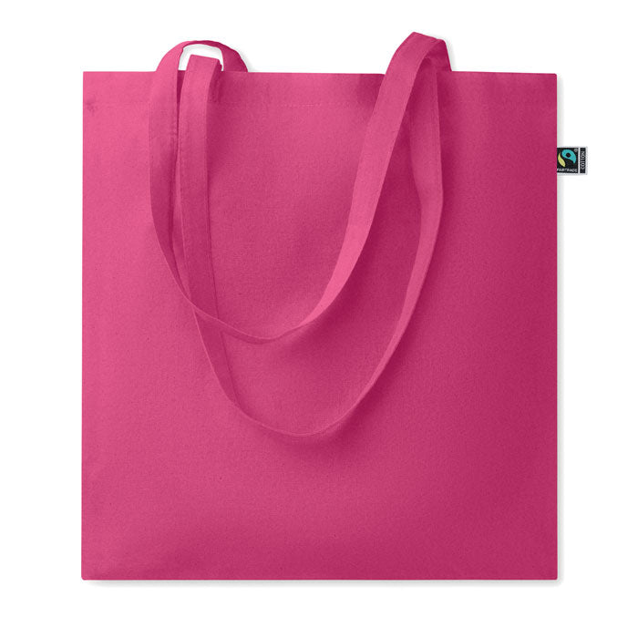 Katoenen boodschappentas met lange hengsels, fuchsia