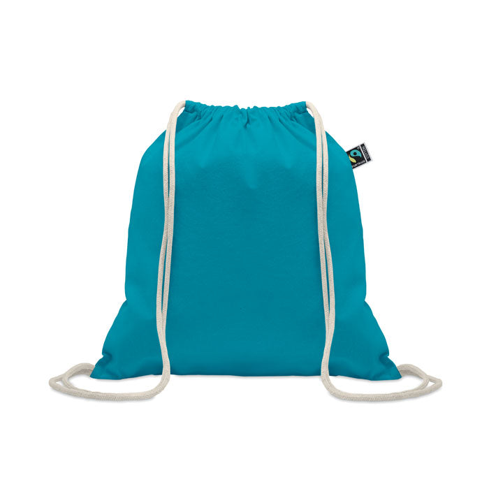Katoenen rugzakje met trekkoord, turquoise