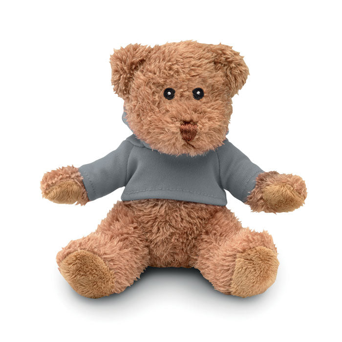 Pluche teddybeer met T-shirt, 13x15 cm, grijs