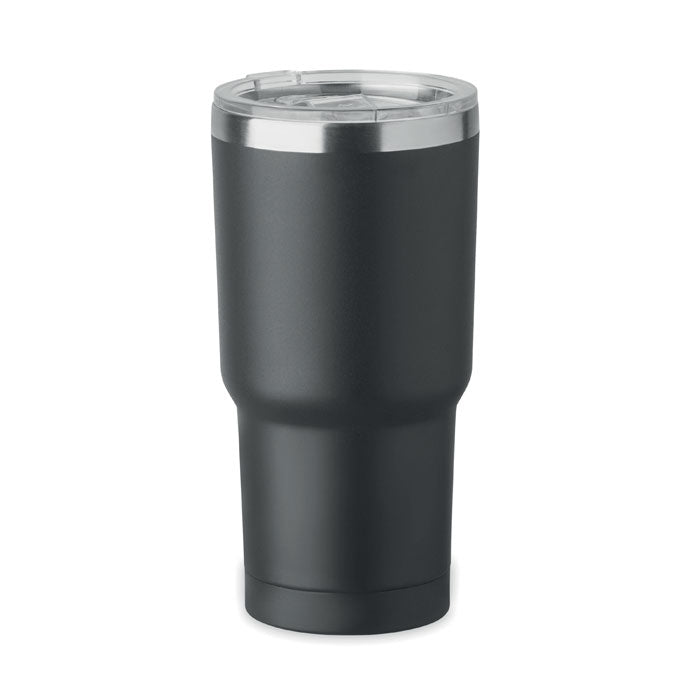 Dubbelwandige beker 500 ml van gerecycled roestvrij staal, zwart