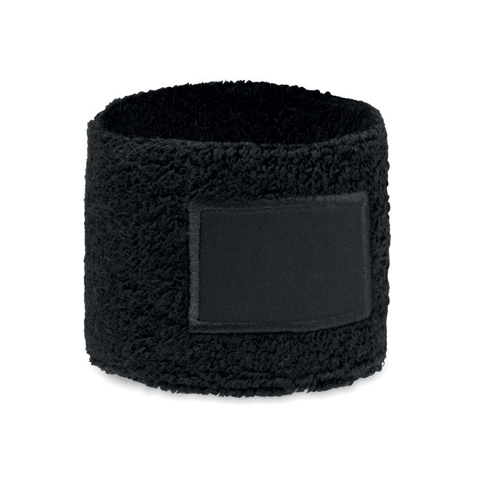 Polsbandje van polykatoen met bedrukbare patch, zwart