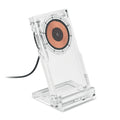 Draadloze oplader van acryl met telefoonstandaard, transparant