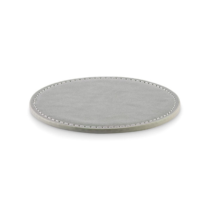 Ronde onderzetter van kunstleer, steengrijs