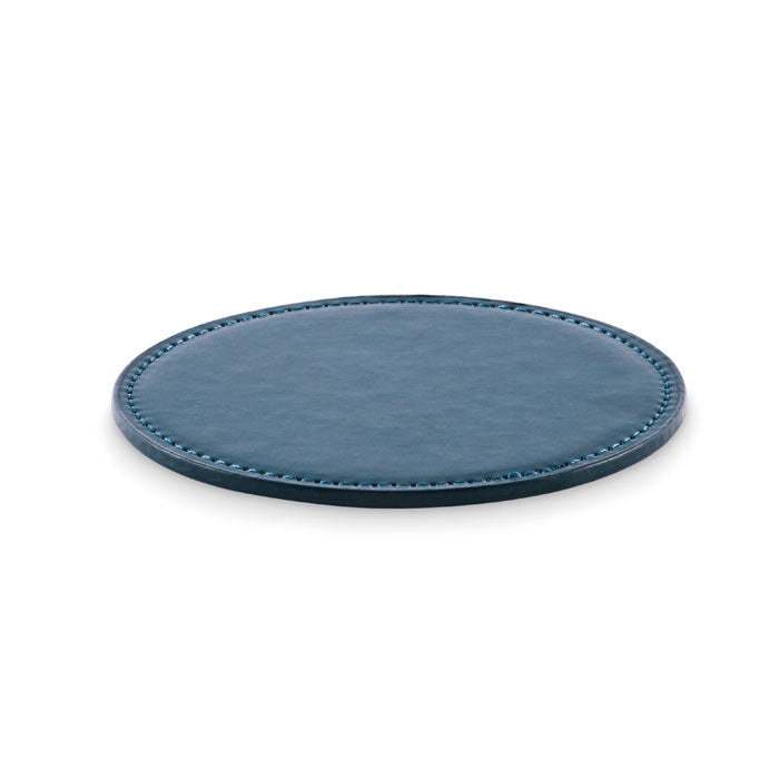 Ronde onderzetter van kunstleer, marineblauw