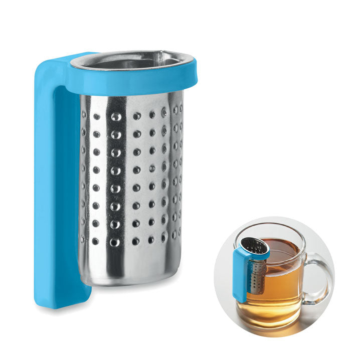 Thee-ei van roestvrij staal met haak, turquoise