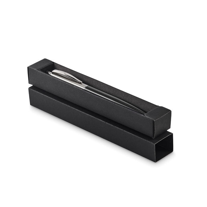 Pen met drukknop en houder van gerecycled roestvrij staal, zwart