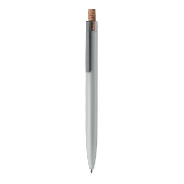Pen van gerecycled aluminium met kurken detail, mat zilver