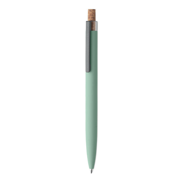 Pen van gerecycled aluminium met kurken detail, mintgroen