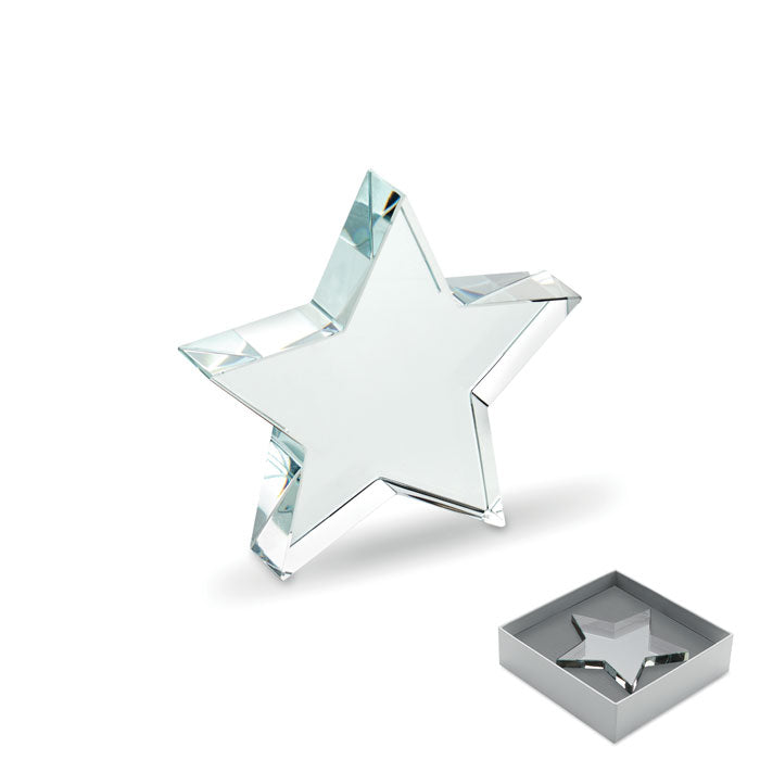 Glazen award in stervorm, transparant