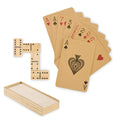 Domino- en kaartspel in houten doosje, hout