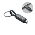 Oplaadkabel USB-C aan sleutelring met ledscherm, zwart