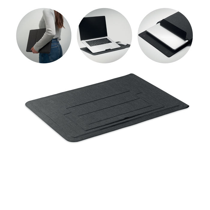 3-in-1 laptophoes 16 inch met standaard en muismat, zwart