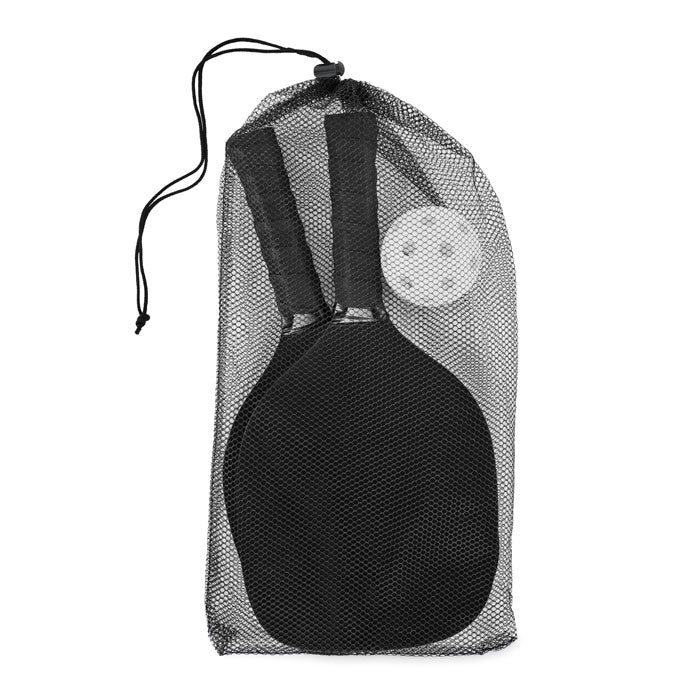 Pickleball racketset met bal in net tasje, zwart