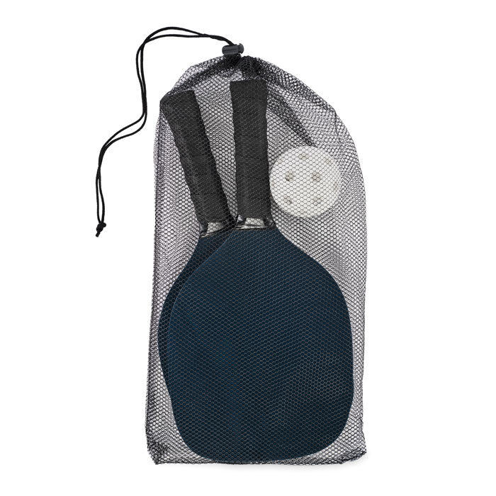 Pickleball racketset met bal in net tasje, marineblauw