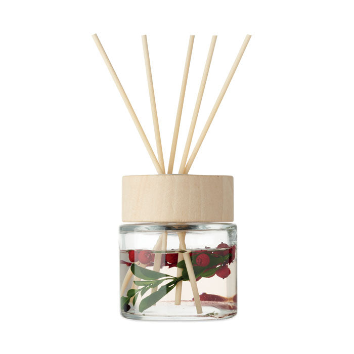 Geurstokjes vanille in glazen pot met decoratie, transparant