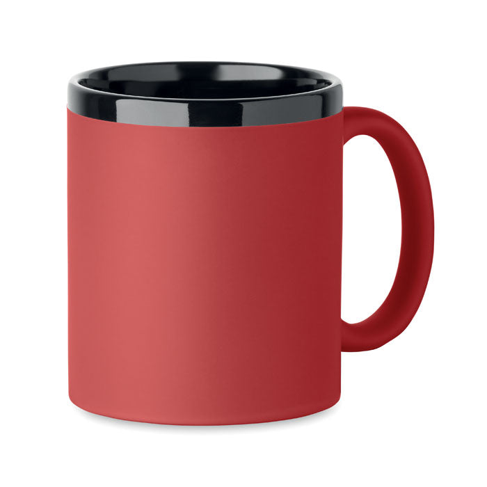 Keramische mok met soft-touch coating, graveerbaar, rood