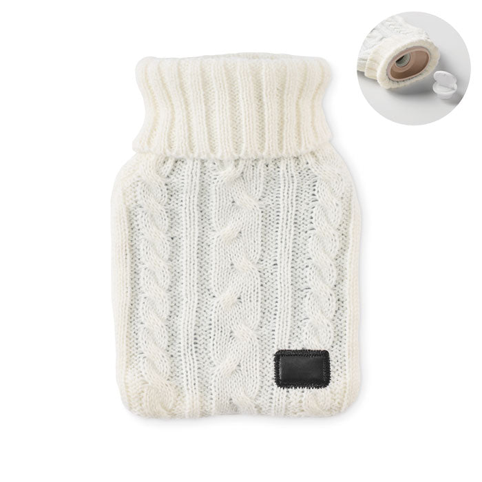 Kruik met gebreid hoesje, 400 ml, beige