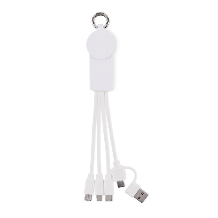 Sleutelhanger met multifunctionele oplaadkabel, wit
