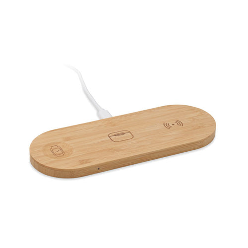 3-in-1 oplaadstation van bamboe, hout